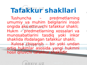 tafakkurning asosiy mantiqiy shakllari tushuncha hukm 65ca8a04dc38e