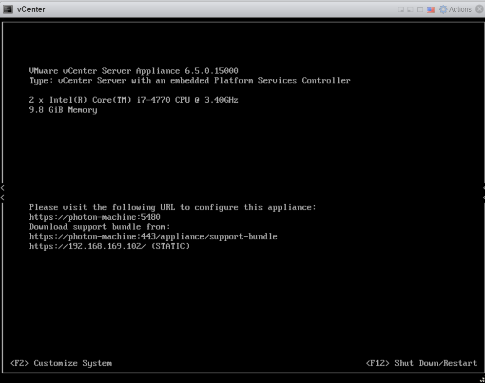 vCenter Server Appliance 6.5 «не запускается» после перезагрузки хоста 5 консоль vcenter server applicance