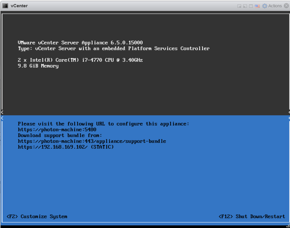 vCenter Server Appliance 6.5 «не запускается» после перезагрузки хоста 6 server applicance photon os