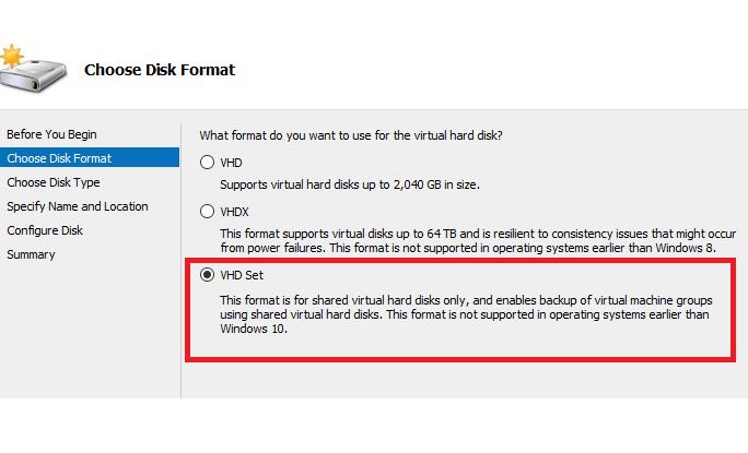 VHD Set формат виртуальных дисков в Windows Server 2016