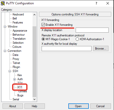 Enable X11 Forwarding в putty