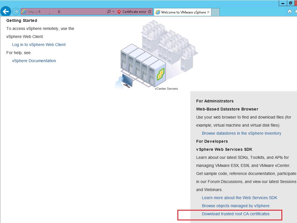 Скачать коренвой доверенный сертфикат CA VMWare