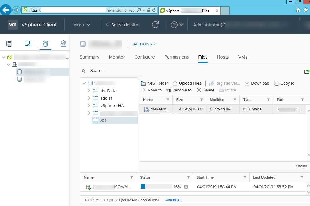 загрузка файла в vmfs datastore на vmware vsphere