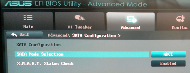 AHCi режим в efi bios платы asus AHCi режим в efi bios платы asus