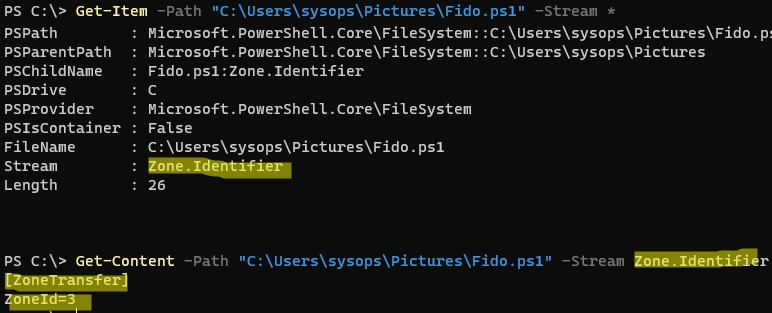 PowerShell вывести альтенативные потоки Zone.Identifier в файле 