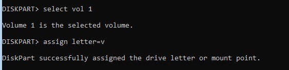 diskpart назначить букву диска
