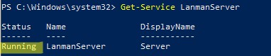 проверить состояние службы lanmanserver
