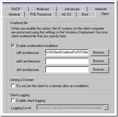 Windows Deployment Services, WAIK и Windows 7. Создаем и настраиваем ImageUnattend.xml 9 description: client enable unattended installation