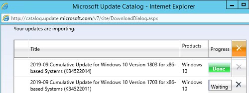 ручная загрузка обновлений на сервер wsus из microsoft update catalog