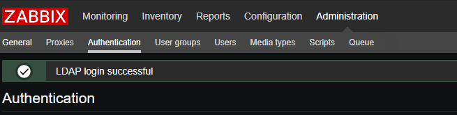 проверка ldap аутентфикации в zabbix