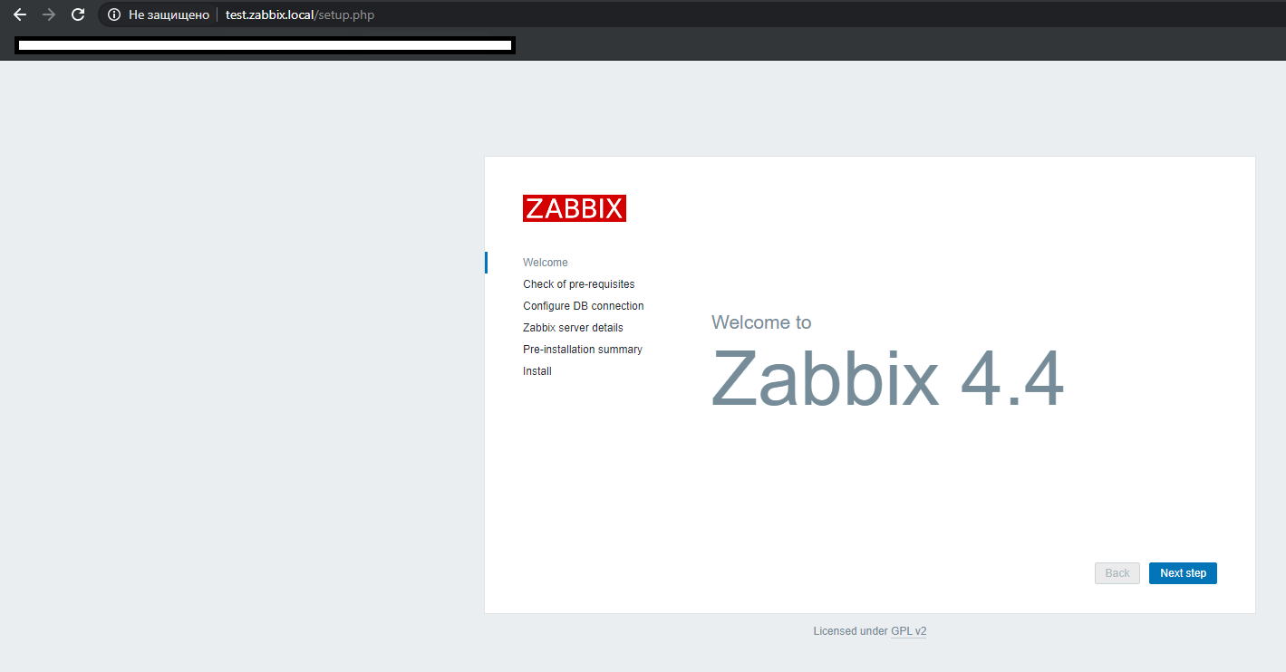 zabbix веб installer