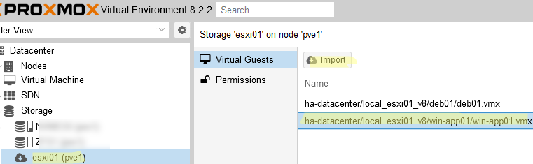 Импорт ВМ из esxi в Proxmox