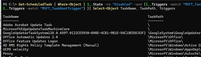 PowerShell - вывести все задания, которые выполняются при загрузке