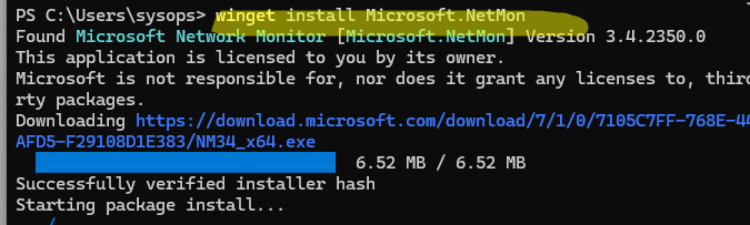 Установка Microsoft.NetMon с помощью WinGet
