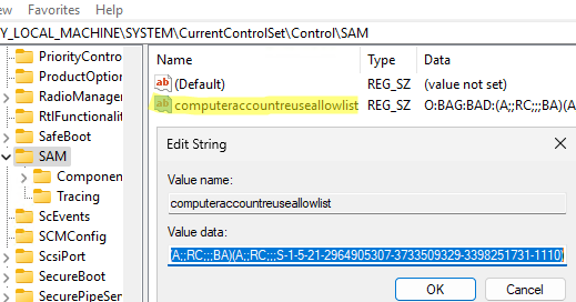 computeraccountreuseallowlist параметр реестра