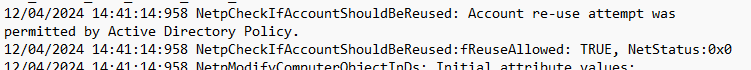 Лог: Account re-use attempt was permitted by Active Directory Policy.