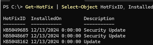 Get-HotFix - вывести список установленных обновлений из PowerShell