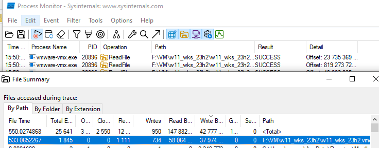 ProcMon - найти файлы и процессы, которые много пишут (читают) с диска