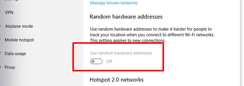 Рандомизация MAC адреса для Wi-Fi подключений в Windows 8 Опция Use random hardware addresses недоступна в панели Параметры Windows