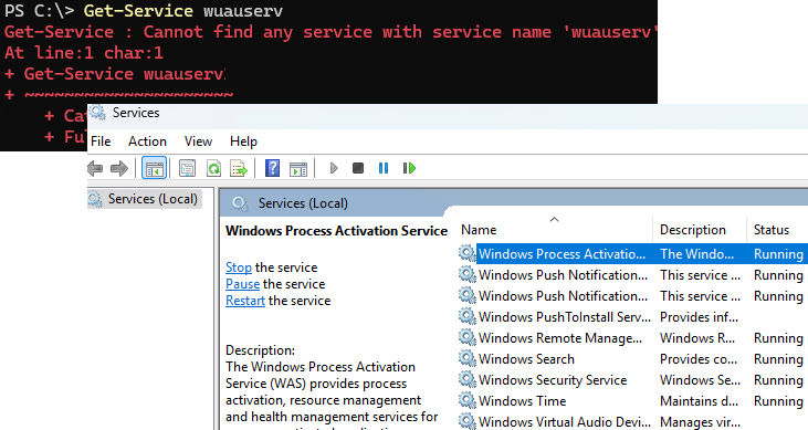 Отсутствует служба центра обновлений Windows (wuauserv)