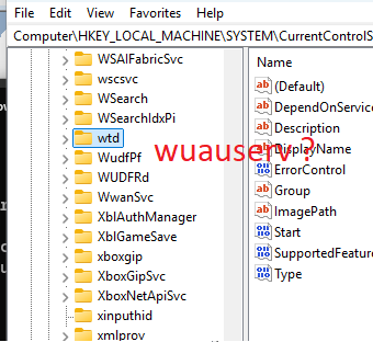 Нет ветки службы wuauserv в реестре