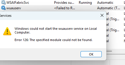 Ошибка запуска службы Error 126: The specified module could not be found