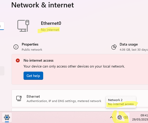 Windows: подключение без доступа к Интернету 