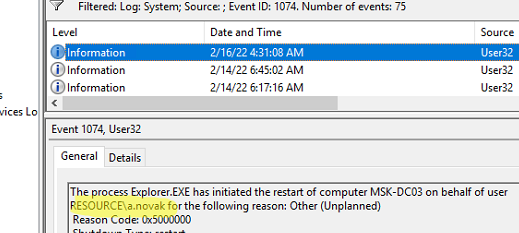 Сервер Windows выключается каждый час. Как исправить? 7 Определить кто выключил (перезагрузил) Windows компьютер