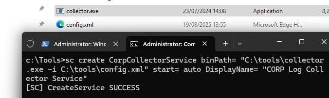 sc.exe create создать службу в windows