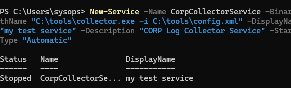 New-Service - создать службу из powershell