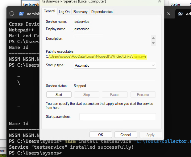 создать службу в windows из произвольного приложения с помощью nssm