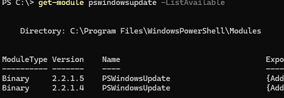 Несколько версий PowerShell модулей на компьютере Get-Module pswindowsupdate -ListAvailable
