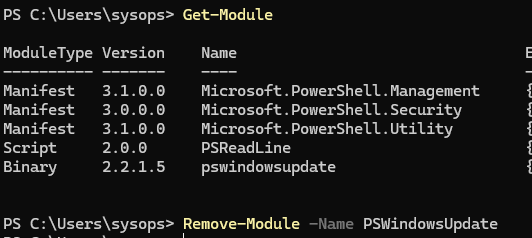 Remove-Module - выгрузить модуль из памяти