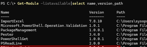 Список всех модулей PowerShell на компьютере: Get-Module -ListAvailabl