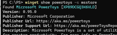 winget show - получить ID приложения