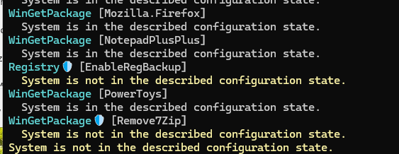  System is not in the described configuration state.