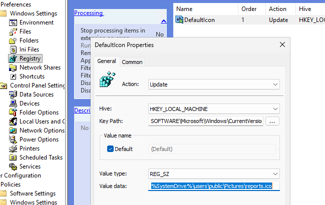 Применить иконку диска через реестр GPO