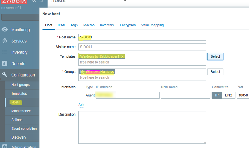 Добавление Windows хоста в Zabbix