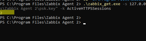 Проверить через zabbix_get.exe , что агент отдает значение новой метрики